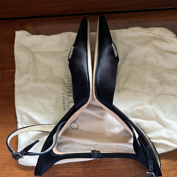 Jimmy Choo Bedazzled black satin heels crystal embellishments - Picture 15 of 16